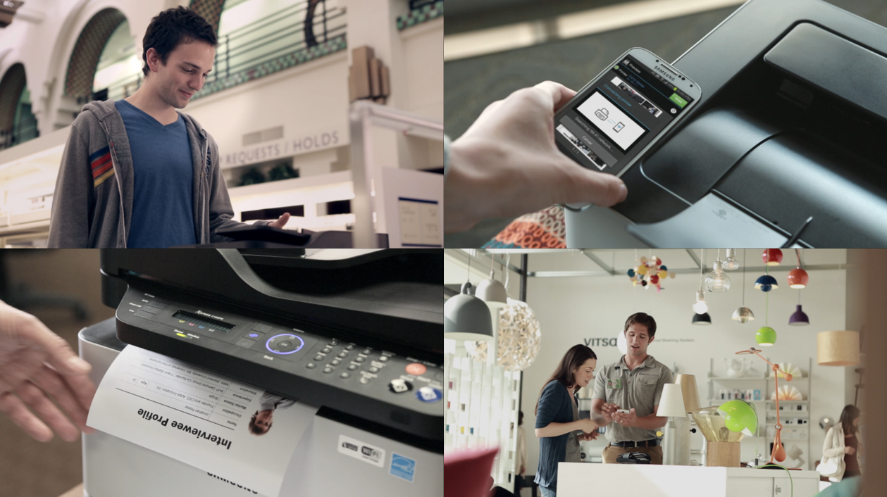 복합기에서 이력서 문서를 출력하는 모습